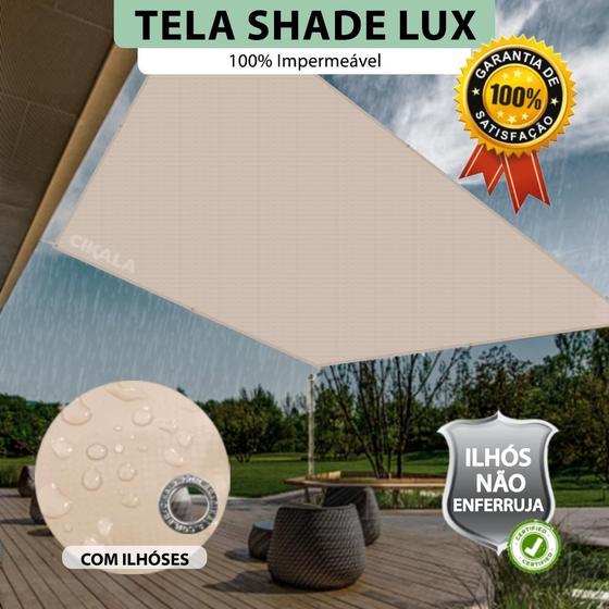 Imagem de Tela Lona Areia 6x3 Metros Sombreamento Impermeável Shade Lux + Kit de Instalação