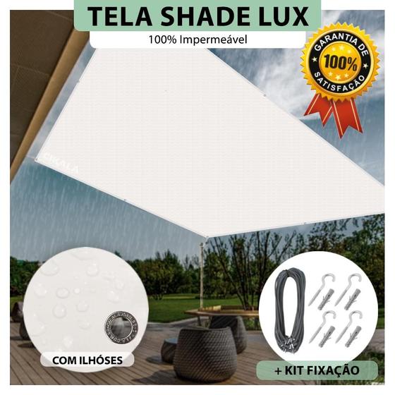 Imagem de Tela Lona Branca 5x2.5 Metros Sombreamento Impermeável Shade Lux + Kit de Instalação