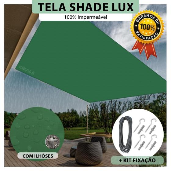 Imagem de Tela Lona Verde 4x2 Metros Sombreamento Impermeável Shade Lux + Kit