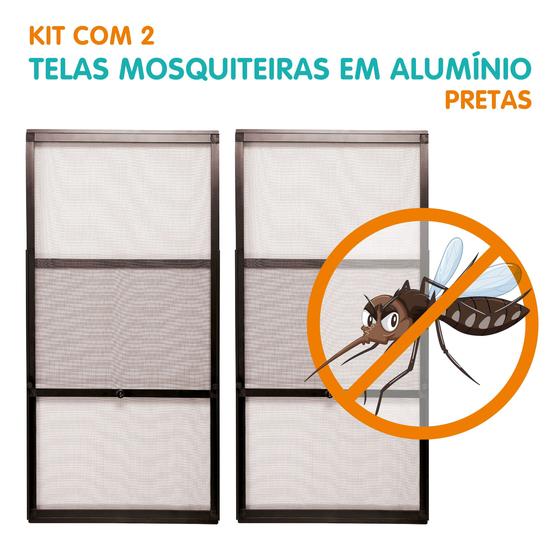 Imagem de Tela Mosquiteira em Alumínio Altura Regulável de 68 a 127 e Largura 47cm - Kit c/ 2 Telas