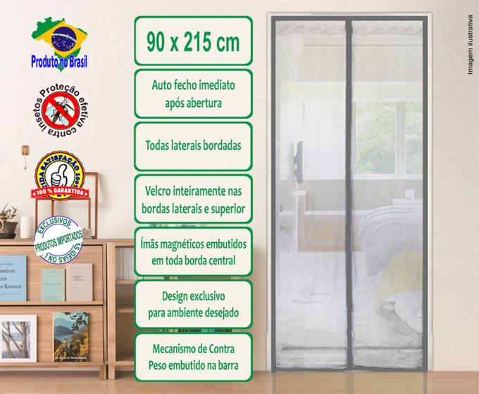 Imagem de Tela mosquiteira magnética cor prateada sem estampa - 90 x 215 cm