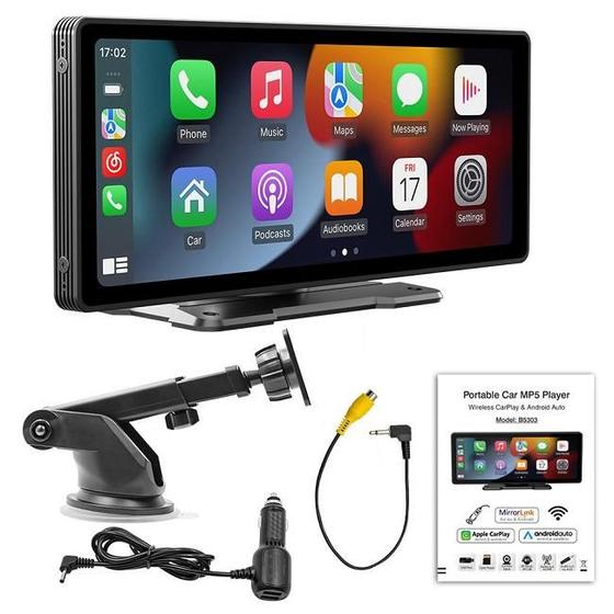 Imagem de Tela Multimídia Portátil Universal Com Espelhamento Sem Fio, Bluetooth, Tela de 10 polegadas - Não precisa de moldura