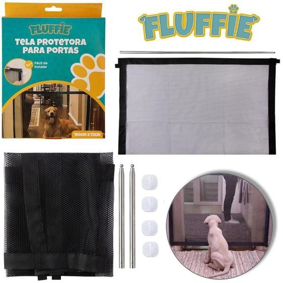 Imagem de Tela portão protetora portas para pet autoadesivo 180x72cm - Fluffie
