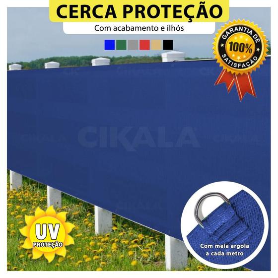 Imagem de Tela Privacidade Azul Ck200 20x2.5 Metros Com Acabamento Cerca de Proteção Shade 200 G/m2