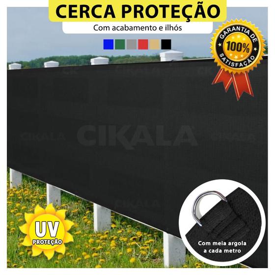 Imagem de Tela Privacidade Preta Ck200 2x1 Metros Com Acabamento Cerca de Proteção Shade 200 G/m2