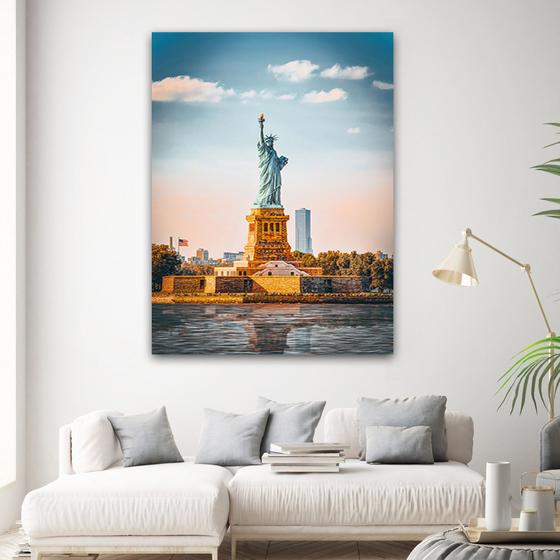 Imagem de Tela Quadro Decorativo Para sala Estatua Liberdade Nova York 60x40 Quadro Quarto Hall Cozinha