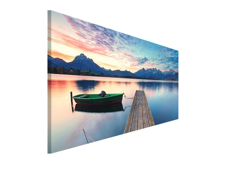 Imagem de Tela Quadro Decorativo Sala 130x70  paisagem lago barco Quadro para Quarto Hall Escritório