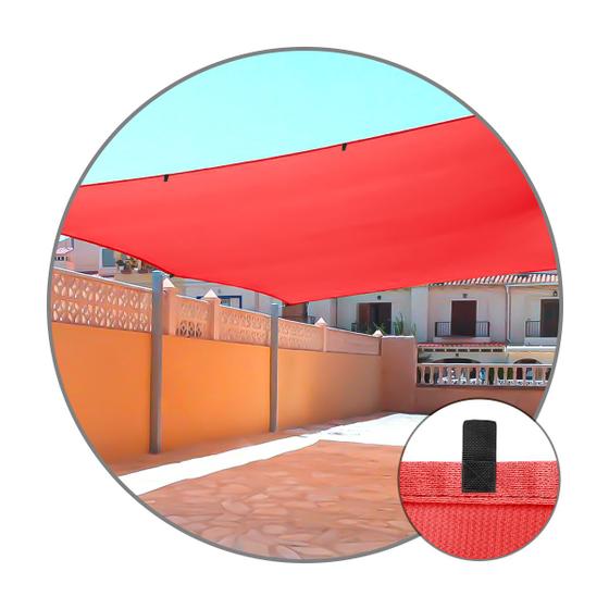 Imagem de Tela Sombrite Vermelho 90% 5x5 Sombreamento Toldo Garagem