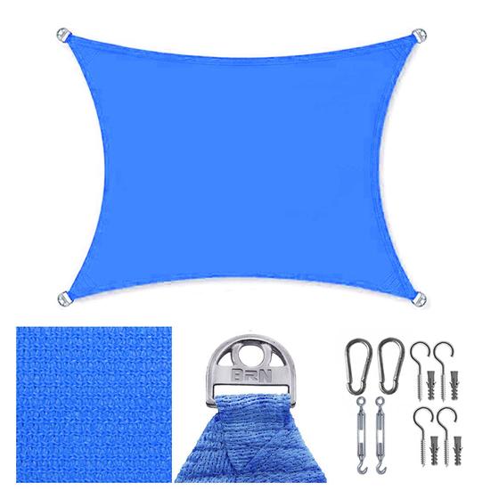 Imagem de Tela Toldo Sombreamento 90% Cor Azul Cobertura Decorativa 2x2m + Kit Instalação