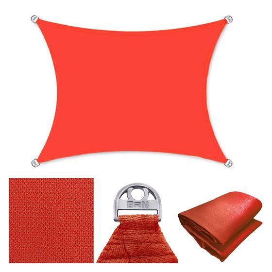 Imagem de Tela Toldo Sombreamento 90% Cor Vermelho Cobertura Decorativa 3x2 Metros