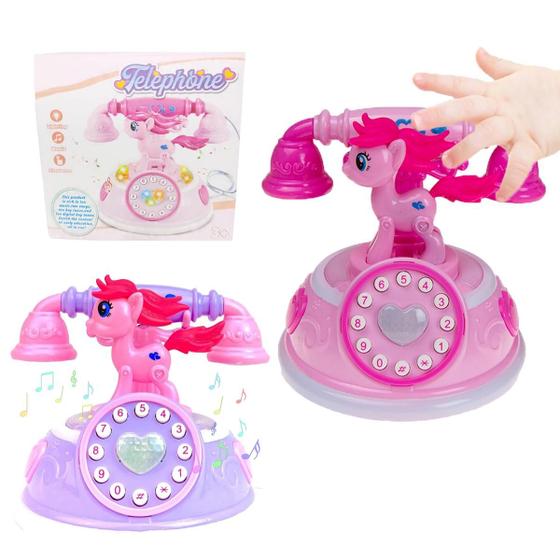 Imagem de Telefone Brinquedo Infantil unicórnio celular musical luz