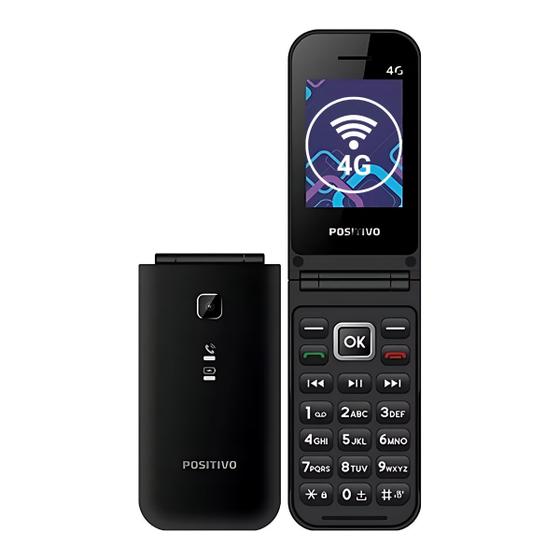 Imagem de Telefone Celular Ideal Para Idoso Flip P51 4g Abre e Fecha Com Botão SOS Teclado Números Grandes