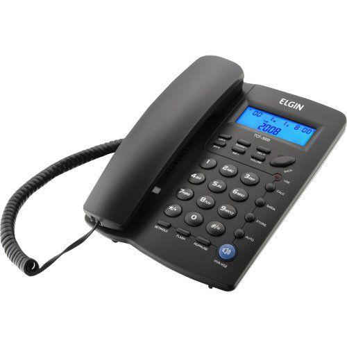 Imagem de Telefone com Fio Identificador de Chamadas TCF3000 Preto ELGIN