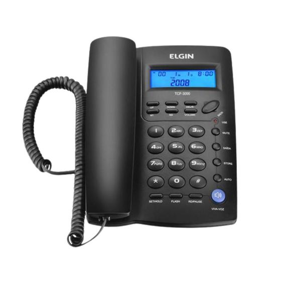 Imagem de Telefone Com Fio Preto Com Identificador de Chamada Elgin