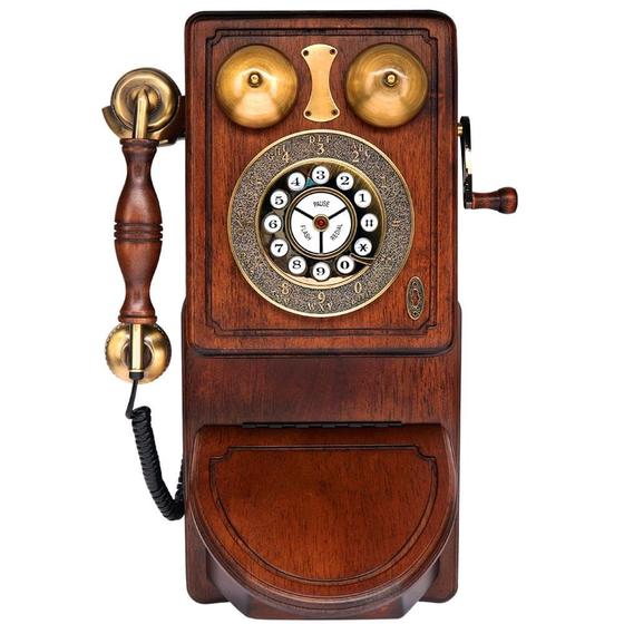 Imagem de Telefone com fio Pyle Vintage Classic para montagem na parede com design retrô