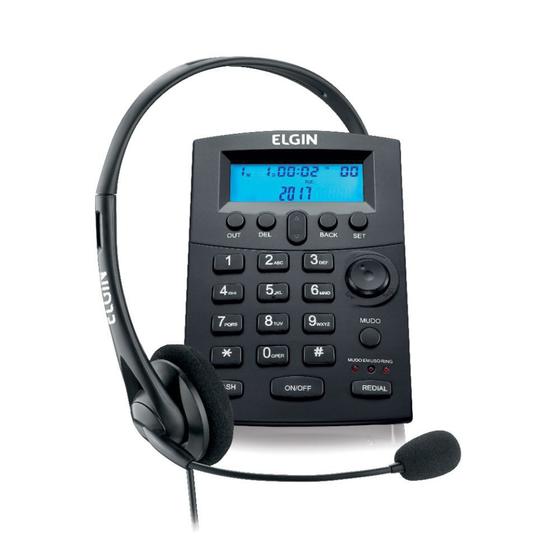 Imagem de Telefone com Headset Elgin HST-8000 com Identificador de Chamadas e Base Antiderrapante