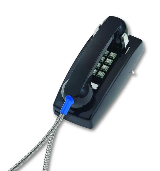Imagem de Telefone de parede Cortelco 255400AHC20M com suporte de metal preto