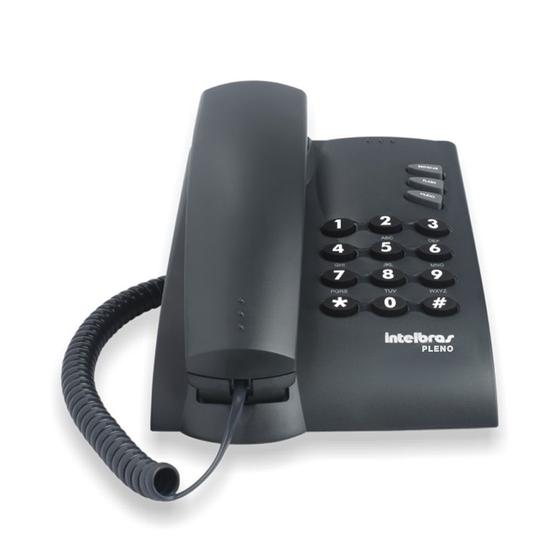 Imagem de Telefone Fixo Com Fio Pleno Intelbras, 2 tipos de toque Design moderno Preto - Intelbras