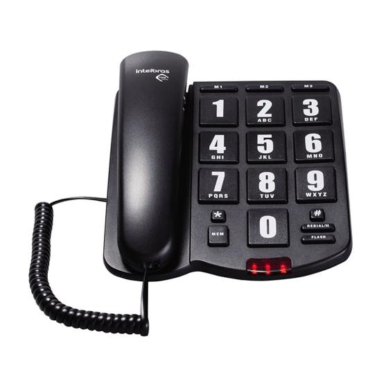 Imagem de Telefone fixo com Fio teclas grandes Tok Fácil Intelbras - Preto