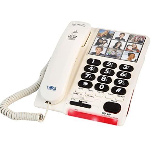 Imagem de Telefone Fixo de Botão Grande Amplificado para Idosos  Telefone Doméstico de 26dB com Botões de Foto  Telefones para Deficientes Auditivos e Número de Telefone de Botão Grande Simples para Idosos por Inovações Serenas.