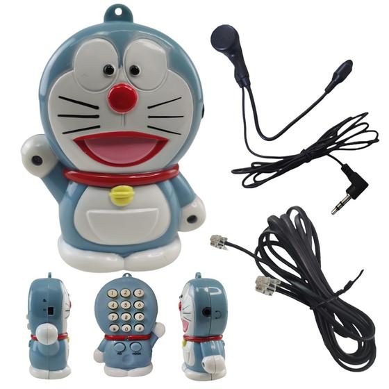 Imagem de Telefone Fixo Gato Doraemon Mesa C Headset Microfone Flexivel Colecionavel Desenho Animado de Anime Mangá