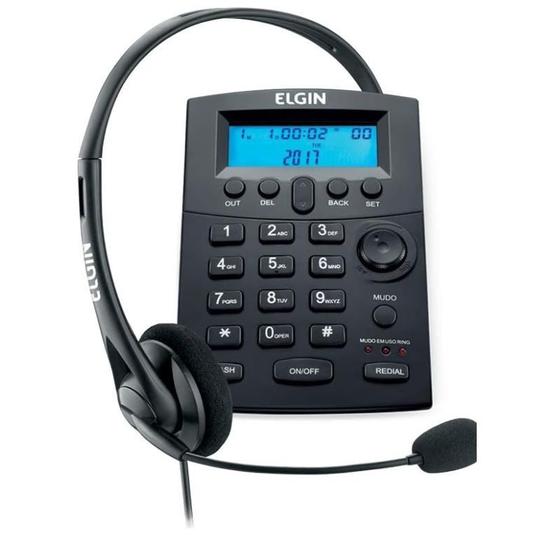 Imagem de Telefone Headset com Identificador de Chamadas HST8000 Base Discadora Conjunto Telefonista Preto