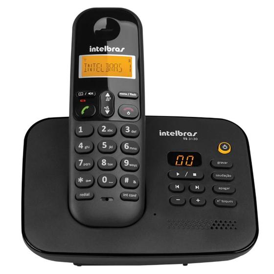 Imagem de Telefone Intelbras sem Fio Secretária Eletrônica TS3130 Preto - 4123130