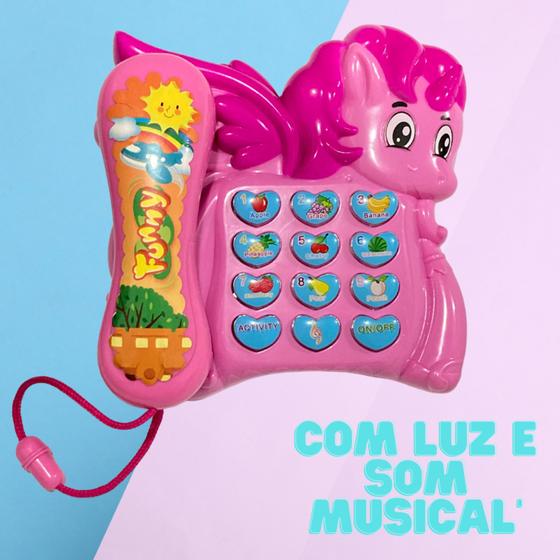 Imagem de Telefone Musical Infantil Unicórnio Criança Bebê Com Luz Educativo