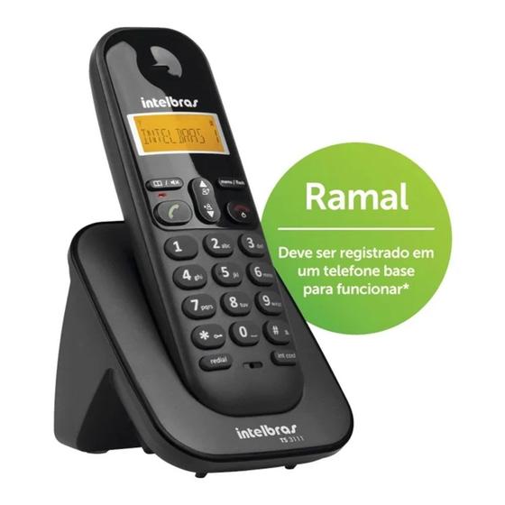 Imagem de Telefone ramal sem fio digital intelbras preto ts3111