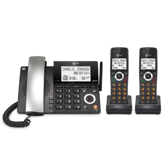 Imagem de Telefone residencial AT&T DECT 6.0 com fio/sem fio com 2 aparelhos CL84218