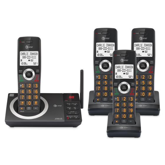 Imagem de Telefone residencial sem fio AT&T CL82418 com secretária eletrônica e 4 aparelhos
