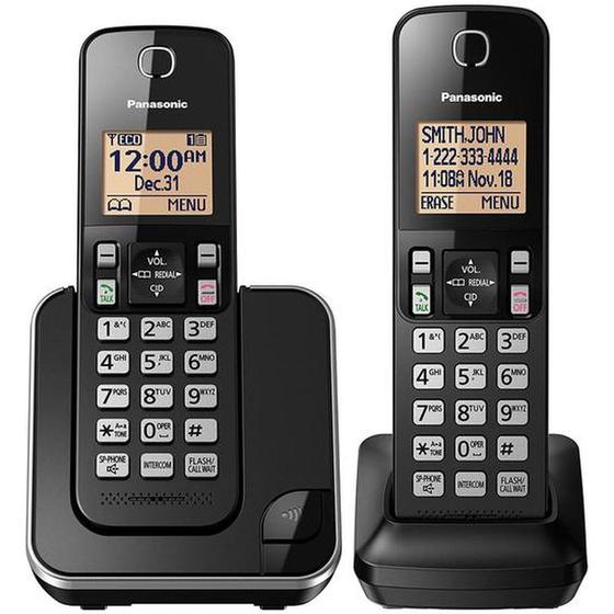 Imagem de Telefone Residencial sem Fio Panasonic Kx Tgc352 com Bina e 2 Bases - Preto