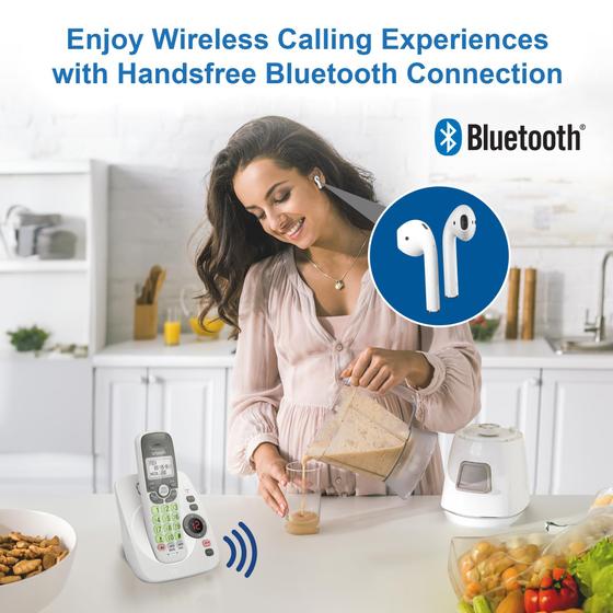 Telefone residencial sem fio VTech VG134 DECT 6.0 com Bluetooth branco/cinza