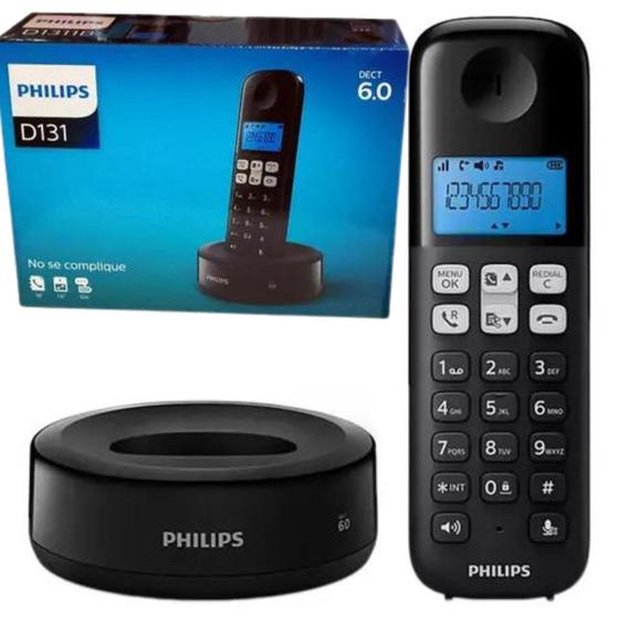 Imagem de Telefone S/ Fio Viva Voz Registro Chamadas Philips D131