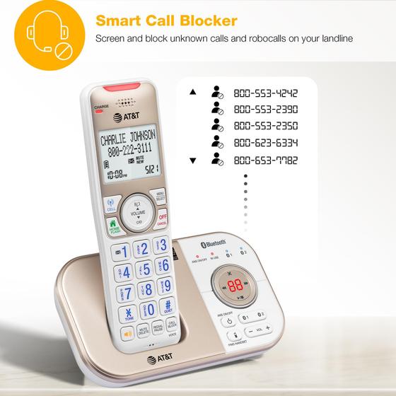 Telefone sem fio AT&T DECT 6.0 Bluetooth com secretária eletrônica