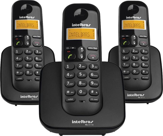 Telefone Sem Fio C/ Identificador De Chamadas + 2 Ramais Ts3113 Preto 4123103 Menor preço em Telefone Sem Fio C/ Identificador De Chamadas + 2 Ramais Ts3113 Preto 4123103