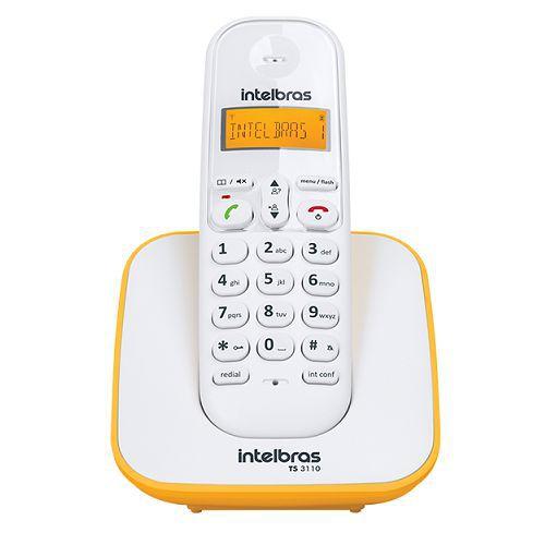 Imagem de Telefone Sem Fio Com Identificador TS 3110 Branco e Amarelo Intelbras