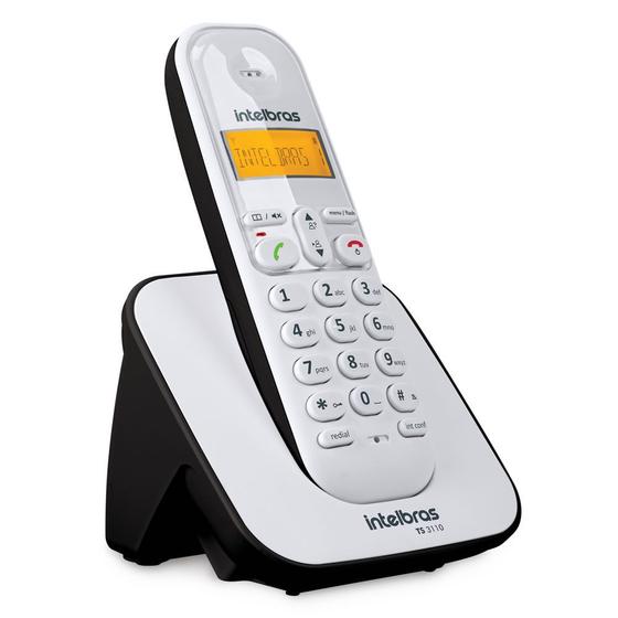 Imagem de Telefone Sem Fio Com Identificador TS 3110 Branco e Preto Intelbras