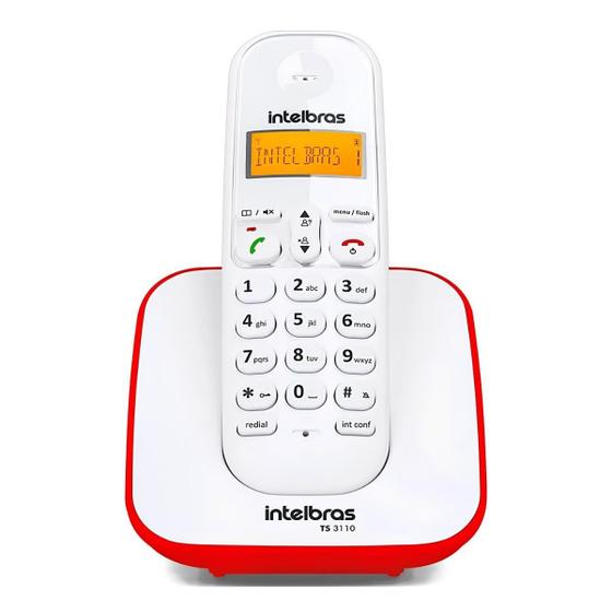 Imagem de Telefone Sem Fio Intelbras Branco com Vermelho - TS 3110