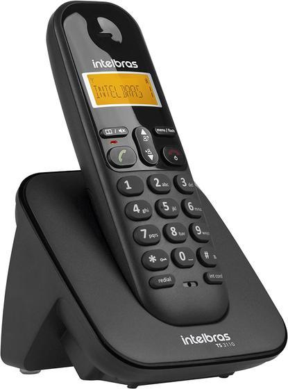 Imagem de Telefone sem fio intelbras com identificador de chamada ts3110  preto