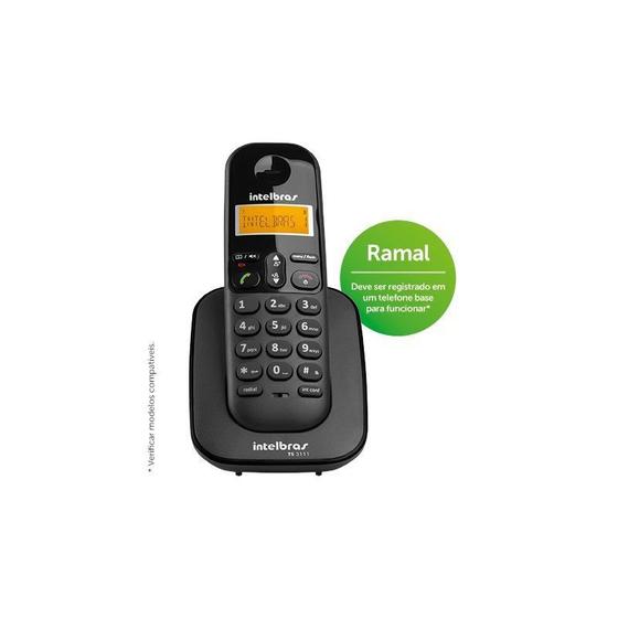 Imagem de Telefone Sem Fio Intelbras TS 3111 Ramal Preto