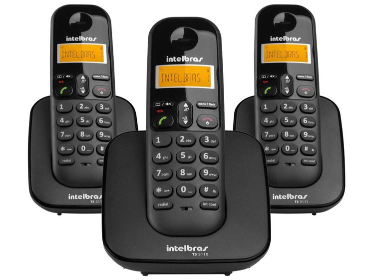 Imagem de Telefone Sem Fio Intelbras TS 3113 + 2 Ramais - Identificador de Chamada Conferência Preto