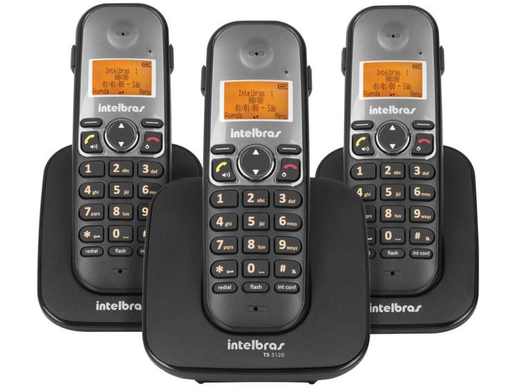 Imagem de Telefone Sem Fio Intelbras TS 5123 + 2 Ramais - Identificador de Chamada Viva Voz Conferência