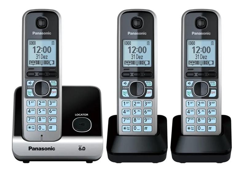 Telefone Sem Fio Kx-tg6713lbb Panasonic + 2 Ramais Menor preço em Telefone Sem Fio Kx-tg6713lbb Panasonic + 2 Ramais