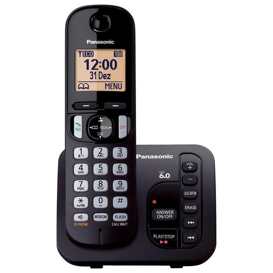Imagem de Telefone sem Fio KX-TGC220LBB Preto Dect 6.0, Secretária Eletrônica, Viva-Voz - Panasonic