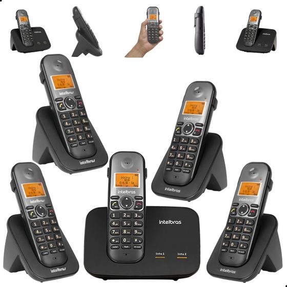 Imagem de Telefone sem fio Mini Central PABX  Para 2 linhas TS 5150 Com 4 Ramal Incluso Bina Viva Voz e Expansível até 10 Ramais intelbras
