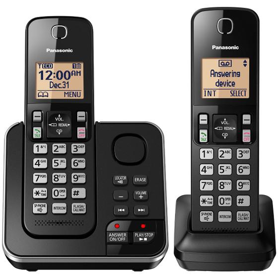 Imagem de Telefone Sem Fio Panasonic KX-TGC362LAB - 2 Bases - com Bina - 110V - Preto