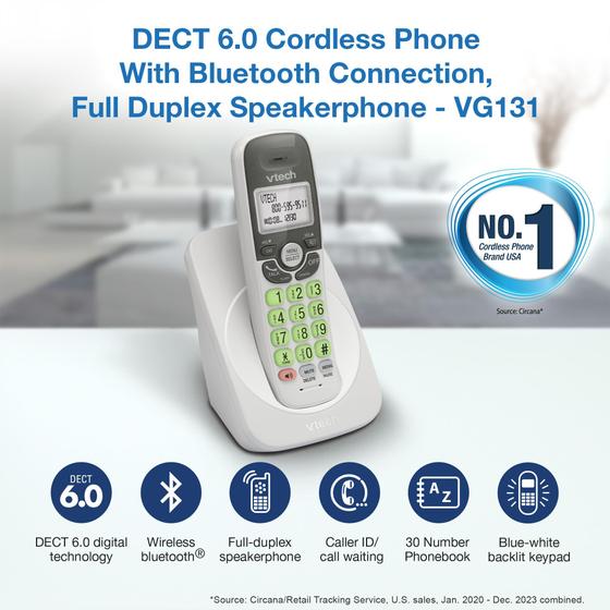 Telefone Sem Fio VTech VG131 DECT 6.0 com Bluetooth e Caller ID