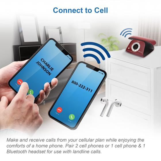 Telefone Sem Fio VTech VS122-16 com Bluetooth - Design Retrô