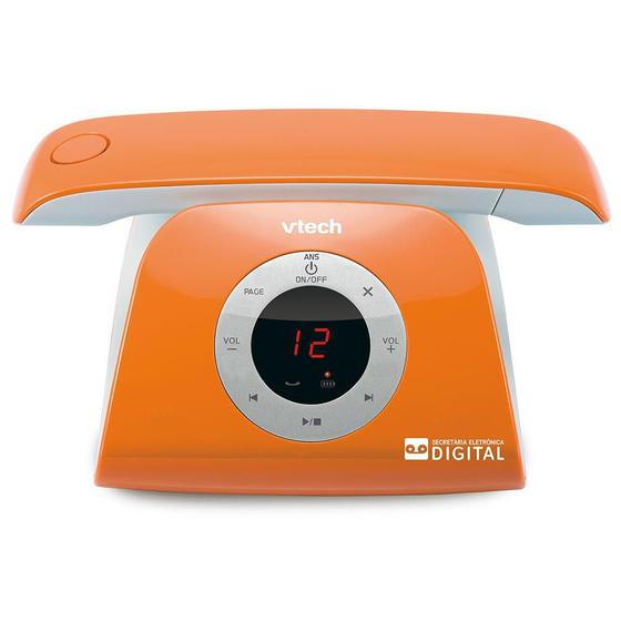 Imagem de Telefone Vtech Retrô Phone Sem Fio Digital Id. Chamadas Viva-Voz Sec. Eletrônica Laranja